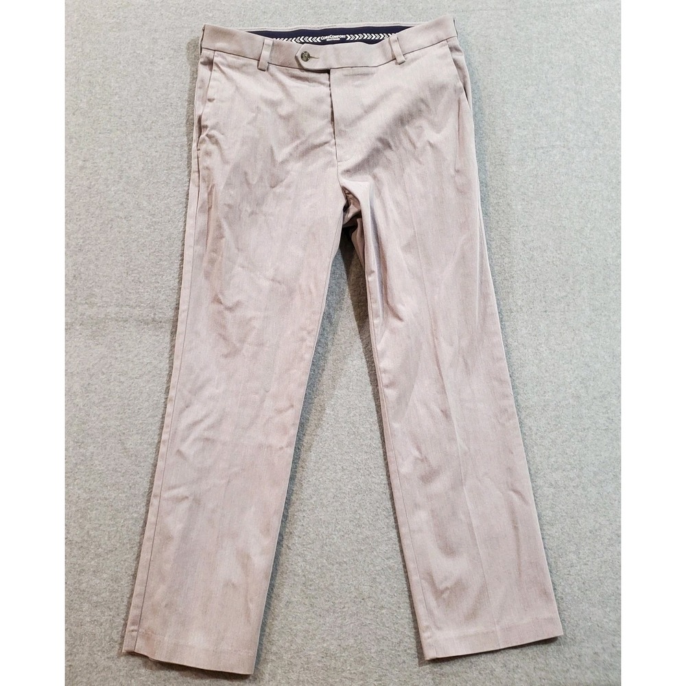 Roundtree‎ & Yorke MENS 34X28 Gray Travel Smart Flat Front CoreComfort Waistband